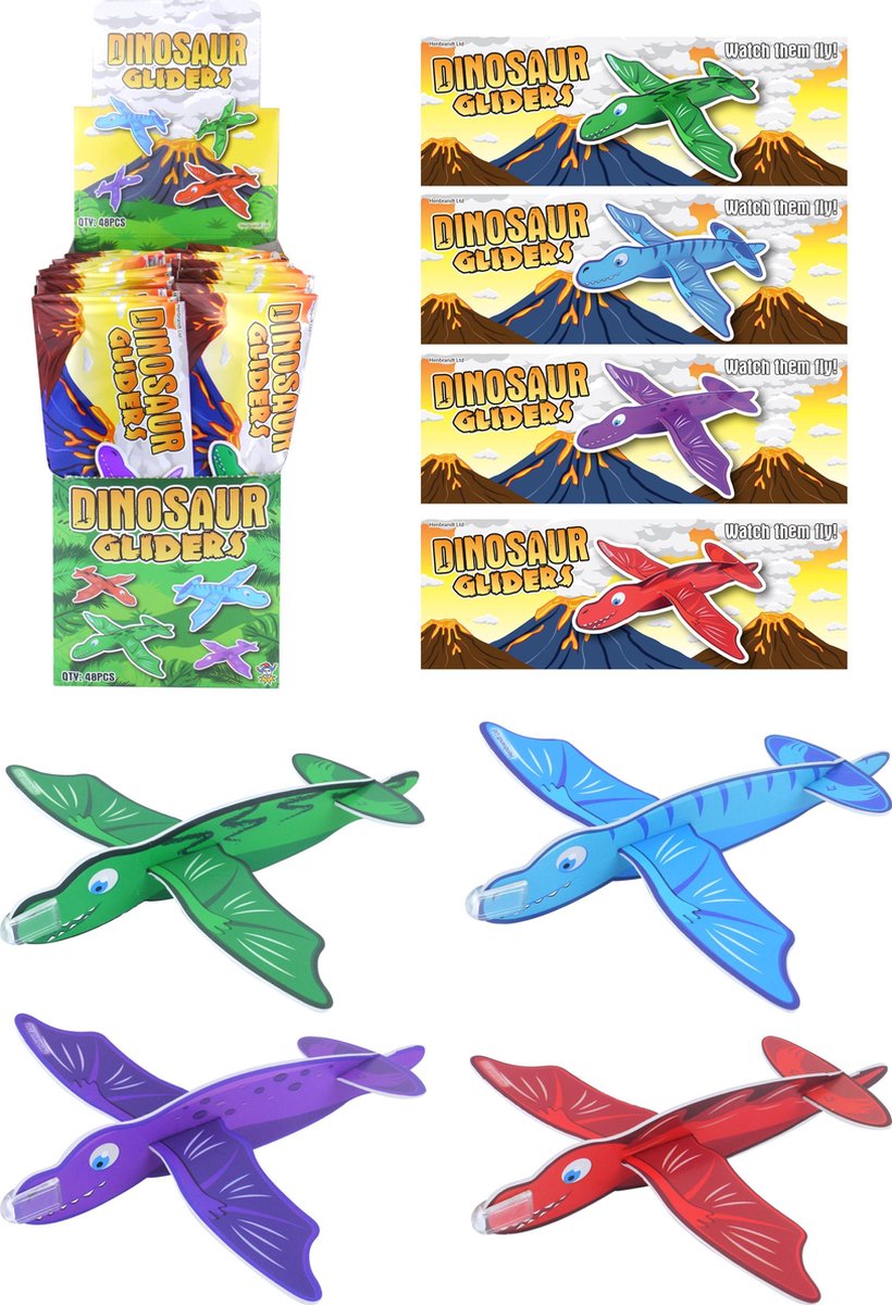 Foam vliegende Dinos| 12 STUKS| Uitdeelcadeautjes | Foam Gliders | Zweefvliegtuig